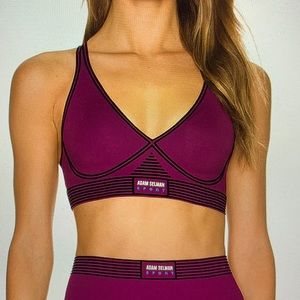 Adam Selman Sport Bonded V-Neck Bra, Juice
